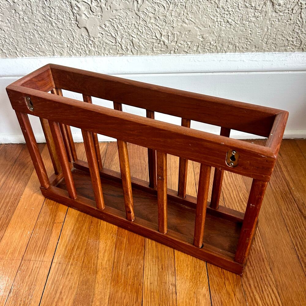 Vintage Goodwood Teak Wall-Mounted Magazine or Mail Rack